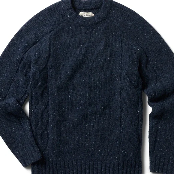 Taylor Stitch Topside Cable Knit Sweater – Navy Donegal (36 / XS) - Picture 2 of 7